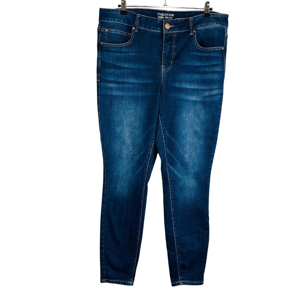 Maurices‎ Womans Sz 18 Long Plus Skinny Jeans Blue Denim Pockets Stretch